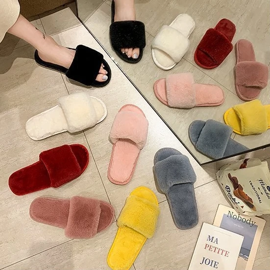 2022 Wholesale New Indoor Soft Comfort Other Shoes Furry Fluffy Plush Ladies Flat Fur Slippers Women Shoes Slides Slippers