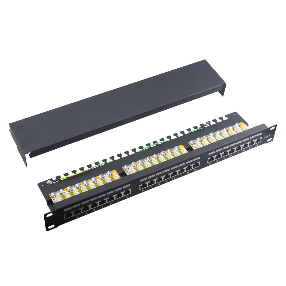 Cat6 FTP 24port 1U 19 inch Ethernet Patch Panel Shielded with keystone jack loaded