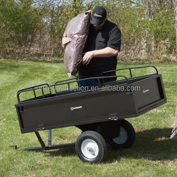 2023 HOT sale free sample heavy duty dump cart gardening cart ATV Quad tractor trailer buy garden trailer heavy load