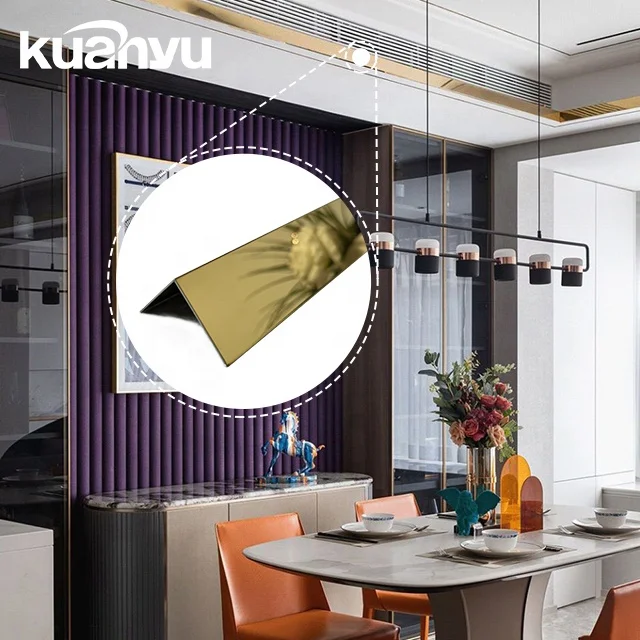 Stainless steel tile trim L shape profile metal trim Tile Corner Gold Brushed Trims for wall edge decoration