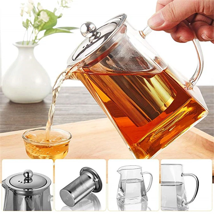 700 ml Square Stovetop Safe Tea Kettle Glass Teapot with Stainless Steel Removable Infuser and Lid1.jpg