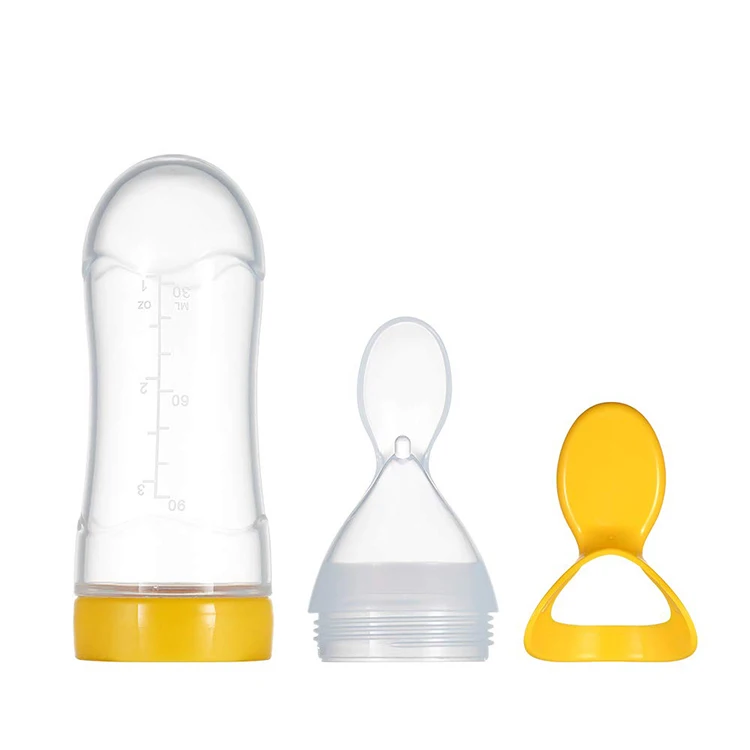 90ML Silicone Baby Food Dispensing Spoon Baby Squeeze Feeding Spoon Bottle Feeder for Juice Cereal