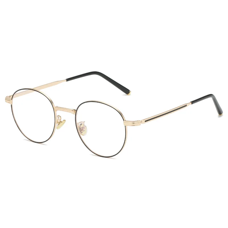 7039 Women Round Glasses Frame Vintage Gold Metal Eye Protection Blue Light Glasses