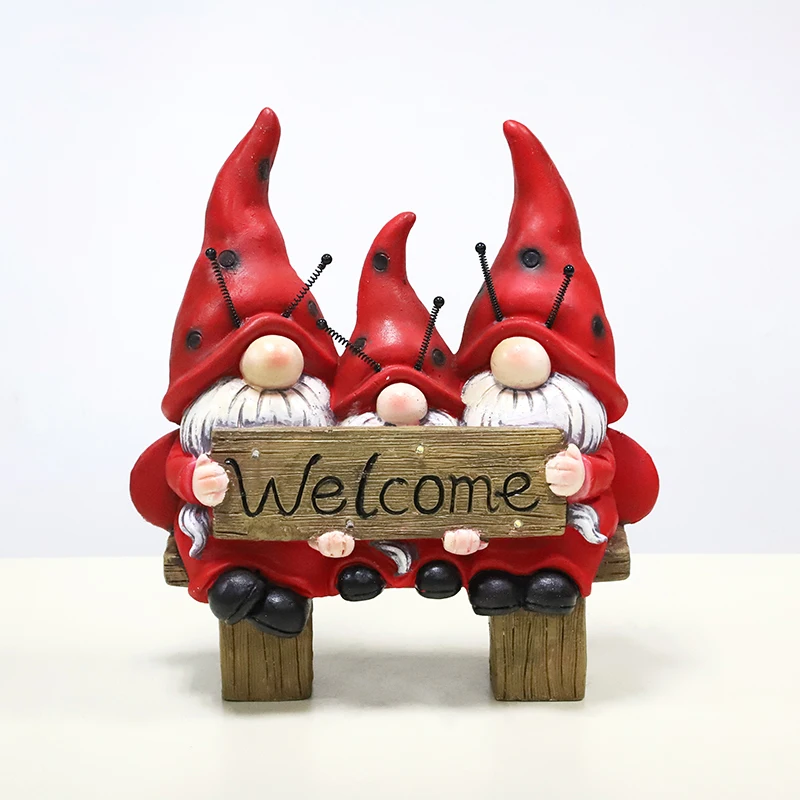 Redeco Hot Sale Led Gnomes Magnesium Oxide Crafts Cute Wholesale Garden Gnomes Magnesium Oxide Crafts