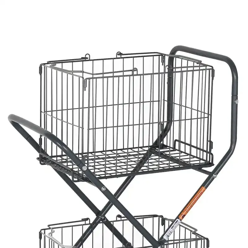 Steel Furniture Factory Two Tier Basket Laundry Trolley Two Basket Shopping Cart