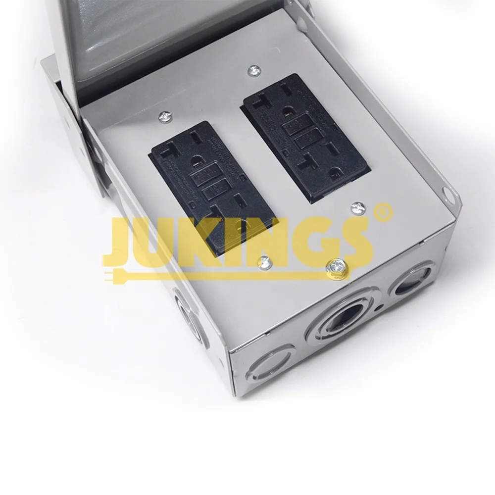 15 Amp 125/250 Volt RV Power Outlet Box Enclosed Lockable Weatherproof Outdoor Electrical Double NEMA 6-15R Receptacle Pane