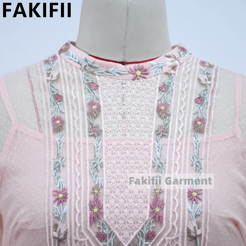 A Factory High Quality 2024 New Customized Dresses Women Elegant Summer Mesh Positional Embroidery Woman Dress Lady Party Dress