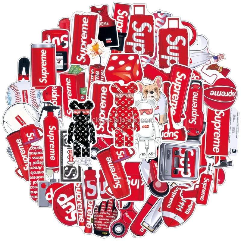 50pcs New Ins Fashion Brand PVC Vinyl Stickers for Suitcase Laptop Computer Skateboard Guitar Car  Phone DIY Graffiti Stickers