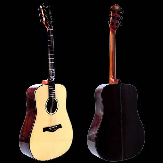 Solid Spruce Rosewood High Quality Acoustic Guitar Geake Ganjiang High End Handmade All Bone Nato Wood 41 Inch Dreadnought Ebony