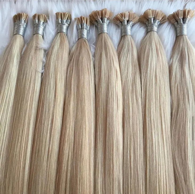Wholesale 100% Cuticle Double Drawn Russian Remy Human Hair I Tip silky bone straight 12a wholesale remy human hair extension