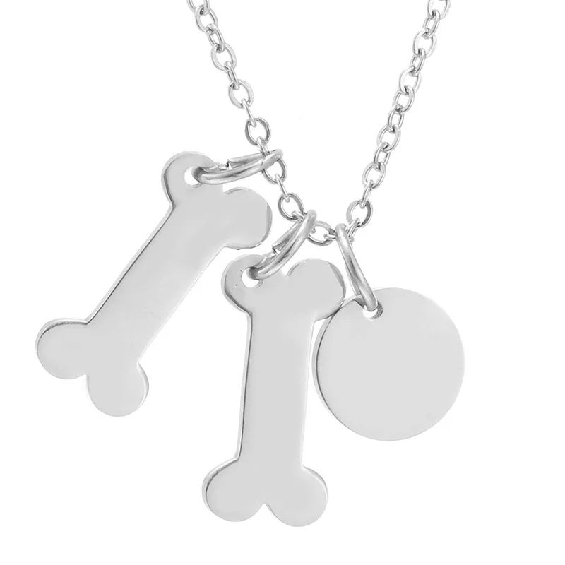 Fashion Stainless Steel Dog Bone  Necklace Custom Engraved Pendant