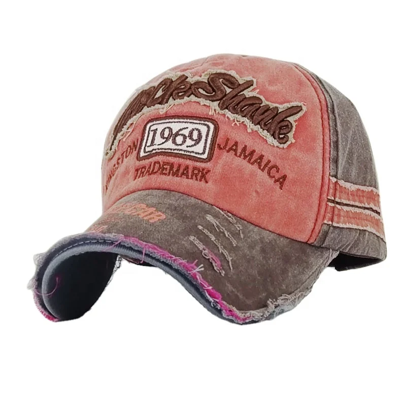 Unstructured Baseball Caps Custom Embroidery Logo Low Profile Distressed Cap 6 Panel Baseball Cap