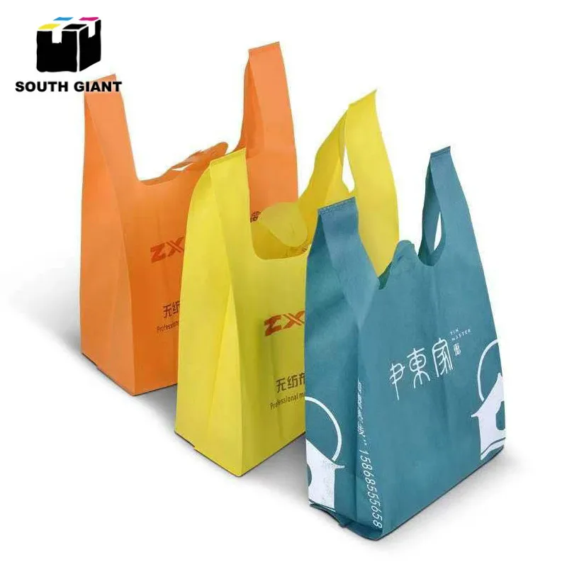 Custom Logo Manufacturer Wholesale Grocery Vest T-shirt Die W Cut Non Woven Bags