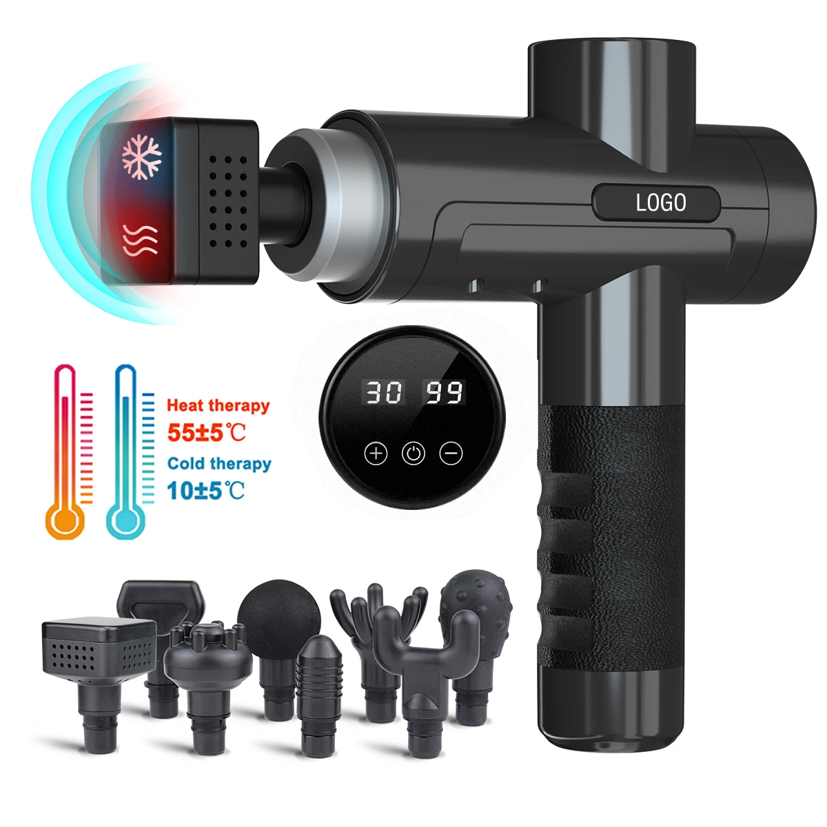 Cheap Hot Selling Hot & Cold Massager Products 8 Heads Portable Body  Deep Tissue Heat Muscle Massage Gun