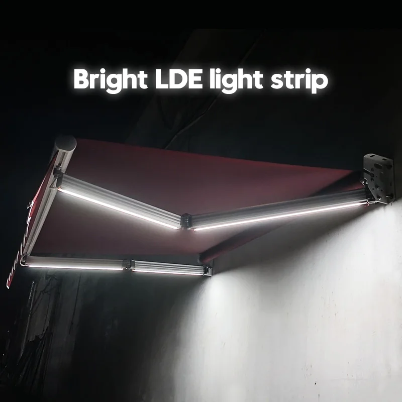 Eco Aluminum Waterproof Sunshade Pergola Canopy Restaurant Balcony Retractable Awning LED Light Customized awning