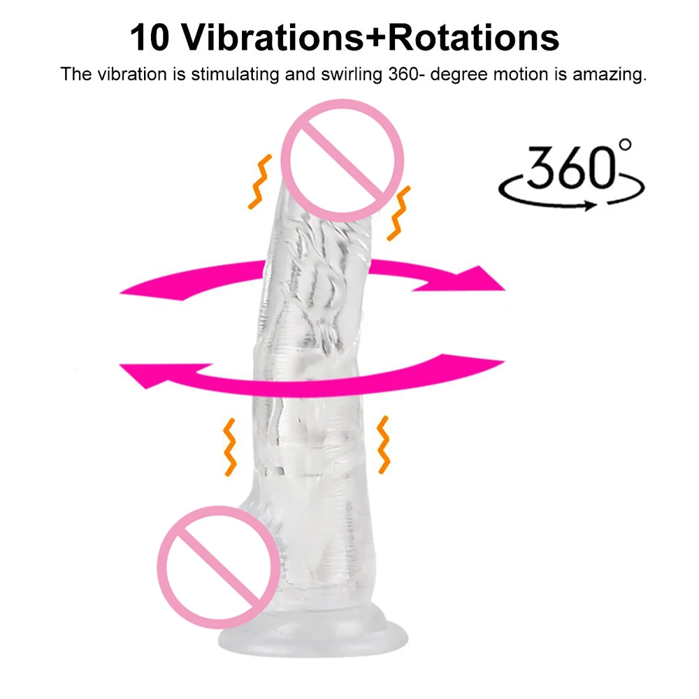 
8 Inch Rechargeable 10 Vibration and Rotation Powerful Suction Cup Sex Toys Women Dildo Vibrator 
