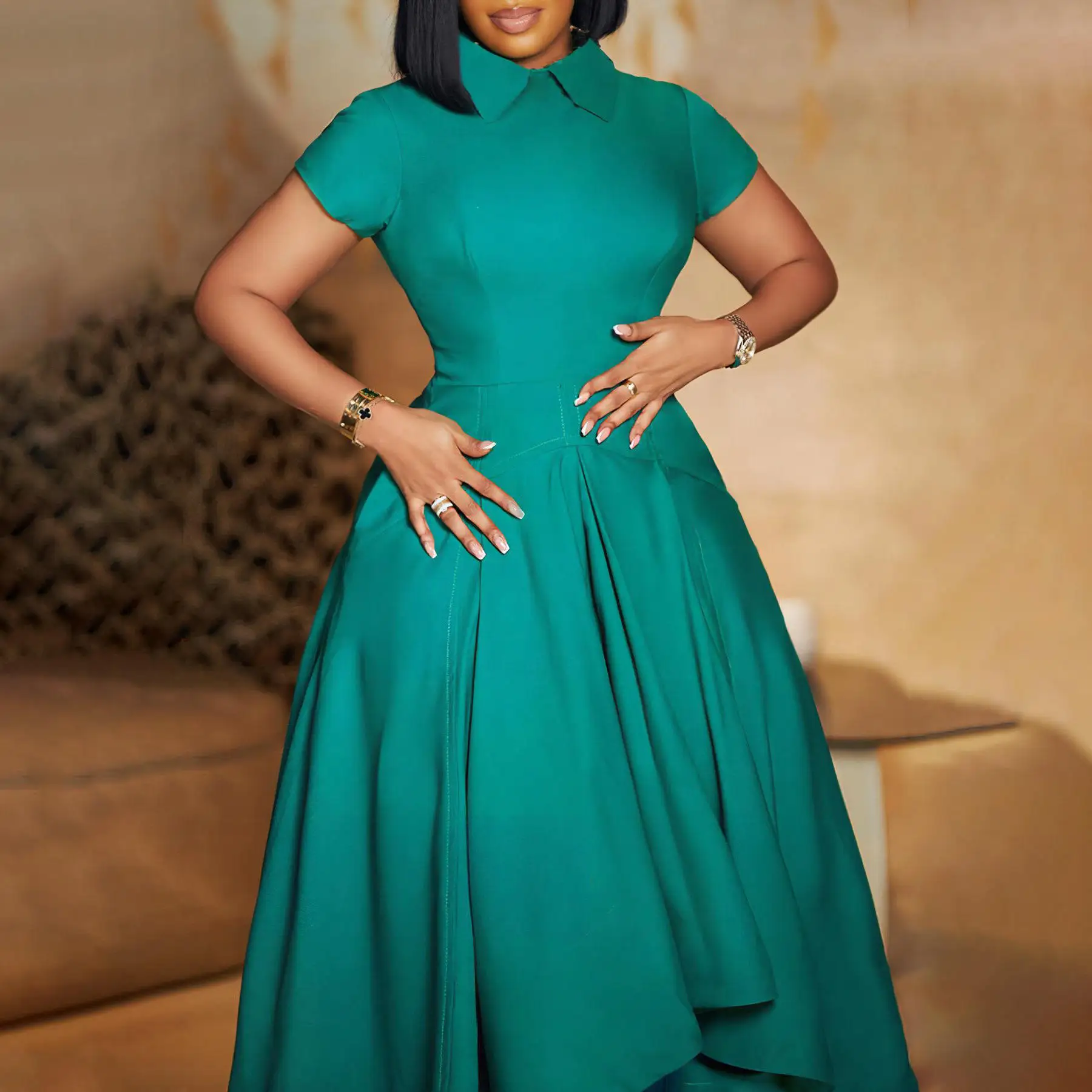 Custom Women Summer Dresses Office Clothing Robe Vintage Pin Up Big Swing Party Work Wear Rockabilly Midi Dresses Vestidos