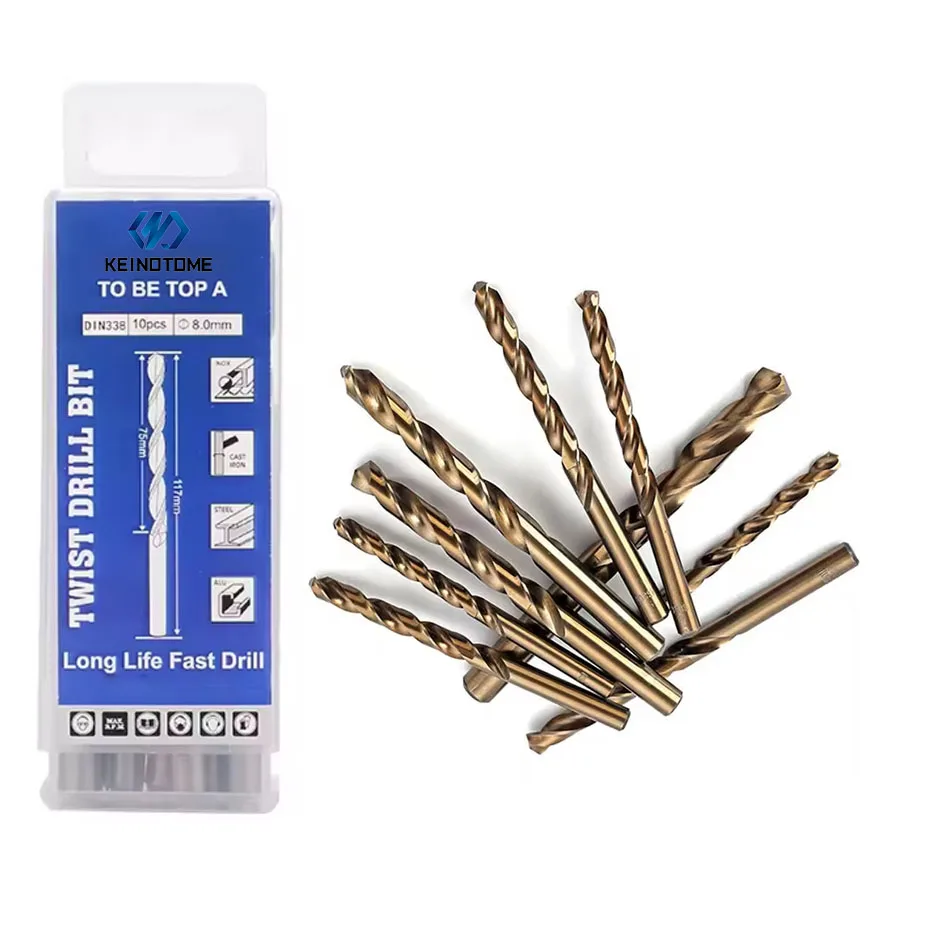 Din 338 Straight Shank Broca Bohrer for Stainless Steel Metal Drilling 5% hss cobalt 0.8mm Twist drill bit m35 tip