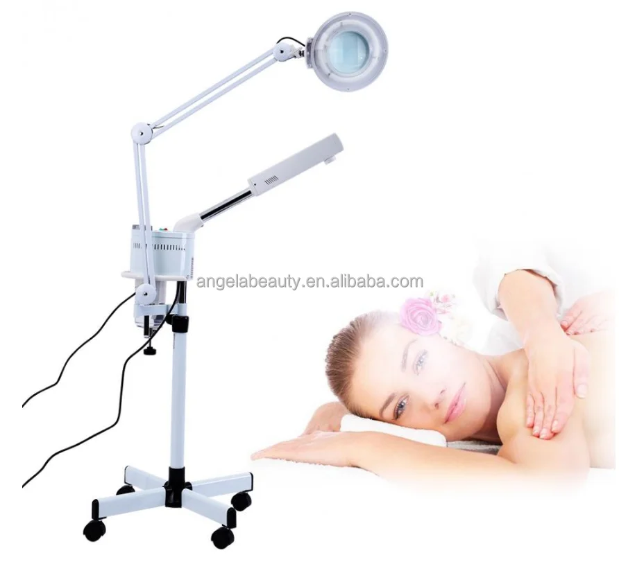 Best quality ozone facial steamer with lamp salon use 2 in 1 facial lamp with steamer