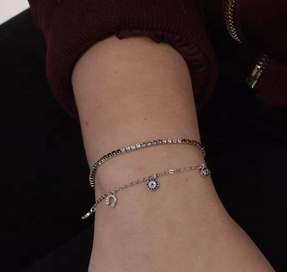 Promotion classic design christmas gift gold silver Plated multi charm tiny cute cz delicate charms eye bracelet