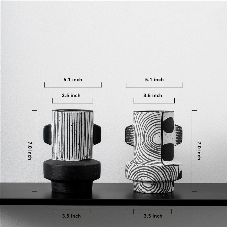 Home decor accessories mini small nordic ornament black ceramic vase modern home wedding decoration ceramic flower vases