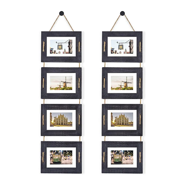 Vintage Collage Hanging Picture Frame Solid Wood Photo Frame 4 Frame Set