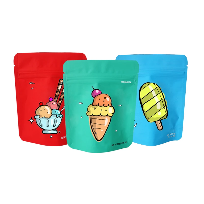 Custom Resealable Plastic Food Seal Packaging Foil Pouch 3.5g 7g 14g Zipper Smell Proof Cookie Mylar Bag With Logo