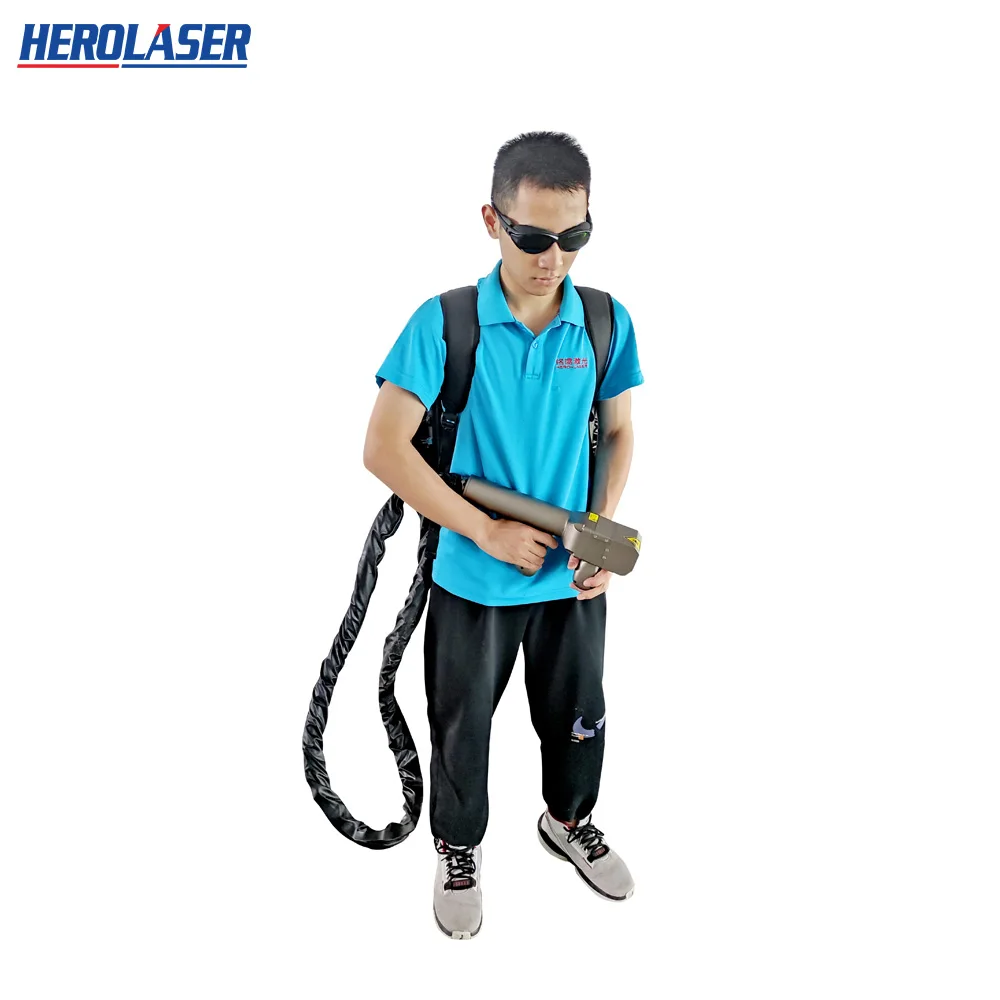 30W 50W  100W portable backpack  laser cleaning machine for Welding spot thin rust removal