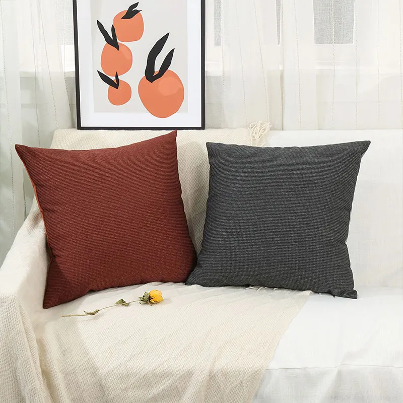 Amity Texture Face Soft Velvet Back Pillow Cover Solid Polyester Rectangle Pillowcase Simple Throw Pillow Cover