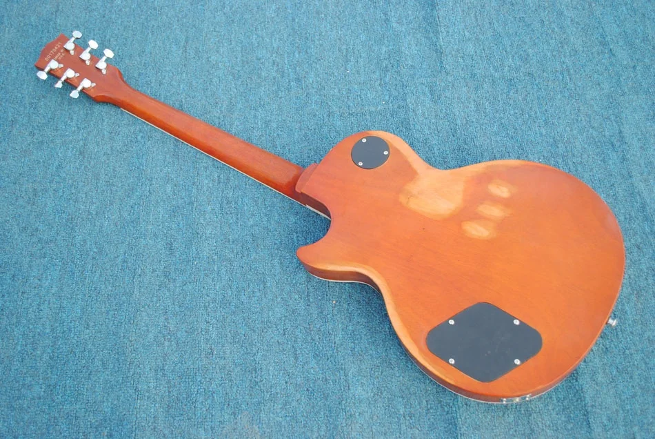 Krait 6 string electric guitar LP guitar relic style flame maple top brown burst color mahogany body mahogany neck OEM guitar