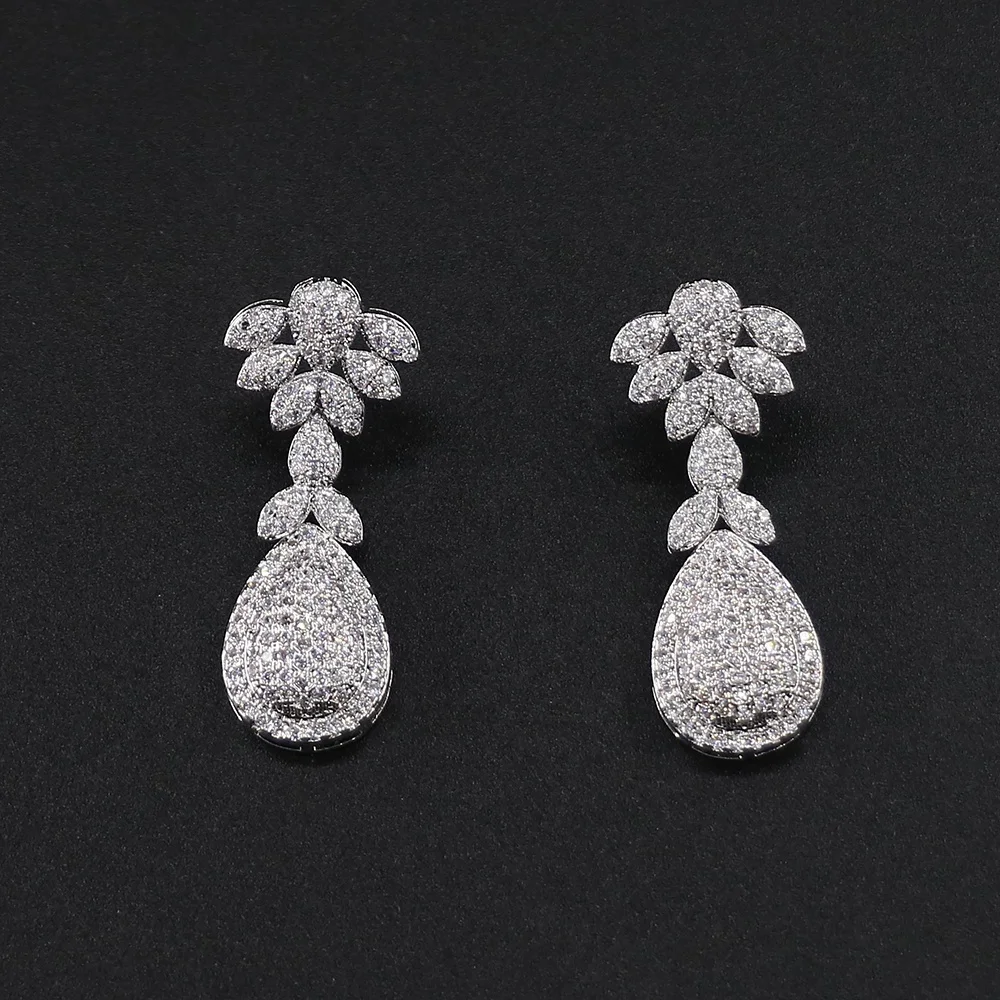 Bedazzled African Luxury Fashion Rhodium Plating Wedding Dubai Women Big Zirconia Jewelry Set