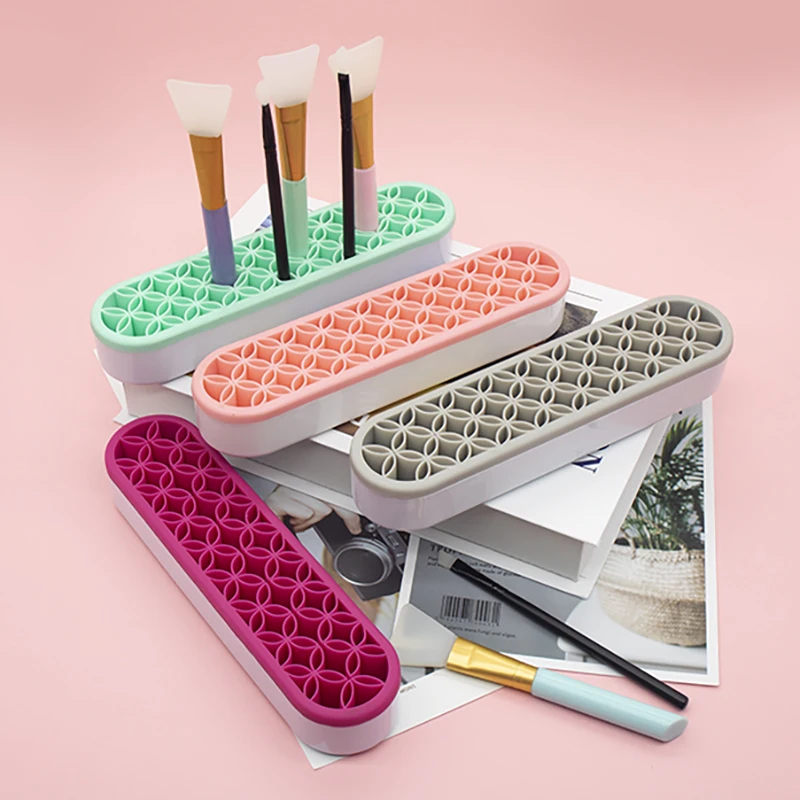 Cosmetic Storage Box Silicone Rubber Makeup Tool Sorting Organizer Lipstick Storage Box