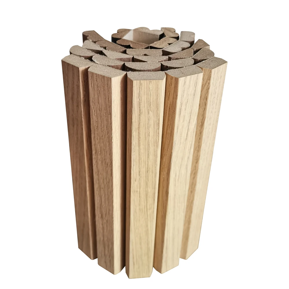 Veneered Surface 13mm Flexible Fluted MDF Wall Panel Back Kraft Paper Slats Meticulously Attached Interior Decoration Wall Panel