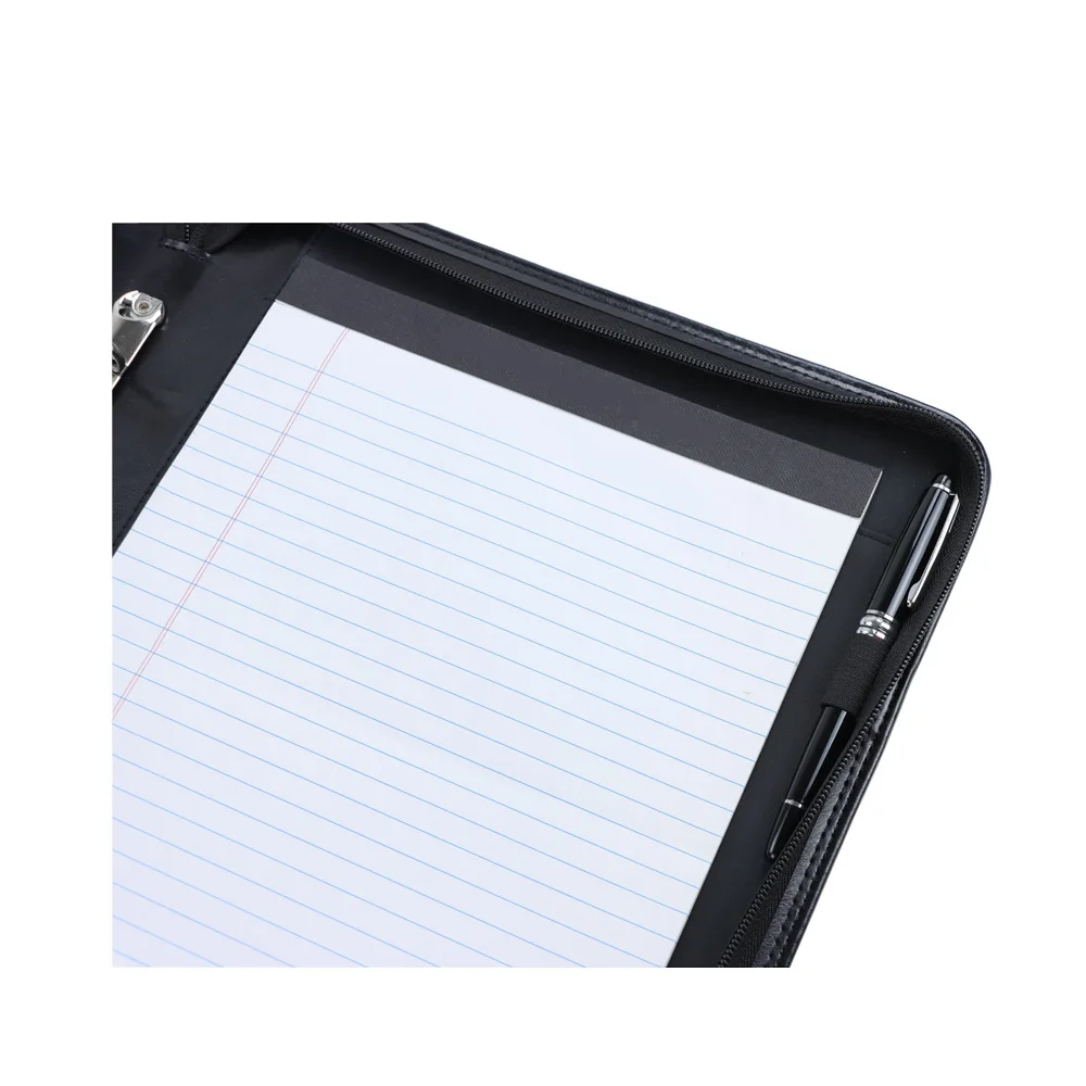High quality file binder pocket 3 ring zipper portfolio document folders with padfolio pad holder