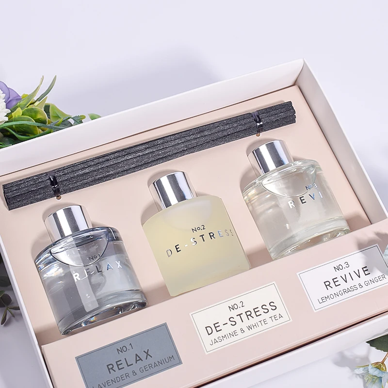 New 3*50ml fragrance reed diffuser set glass bottle perfume oil fragrance in stock