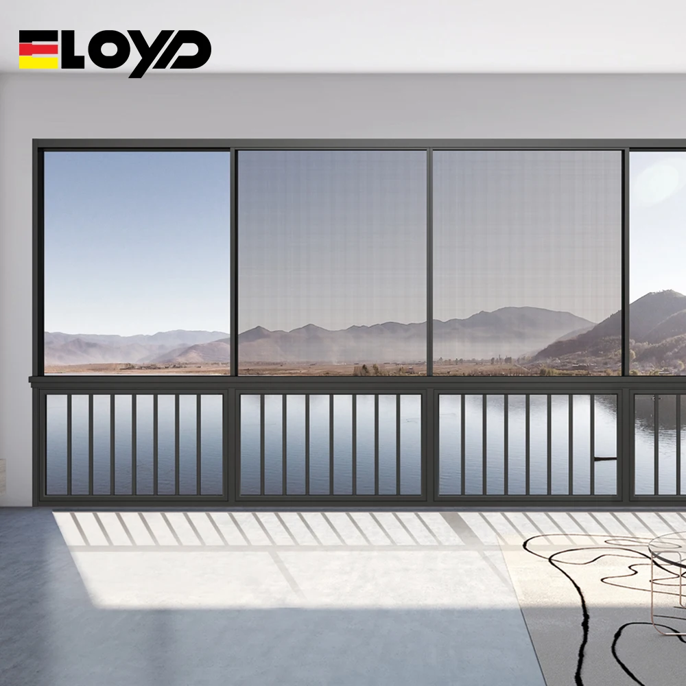 Eloyd Gauze Mesh 5Mm+12A+5Mm Glass Sliding Windows Ultra Narrow Frame Double Glaze Hurricane Proof Impact Sliding Window