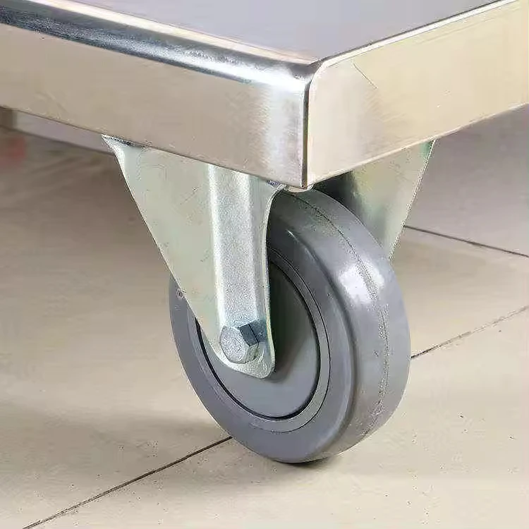 Stainless steel trolley push pull flexibly bottom 4 silent universal wheels flatbed cart brief Heavy Duty Metal Mobile Cart