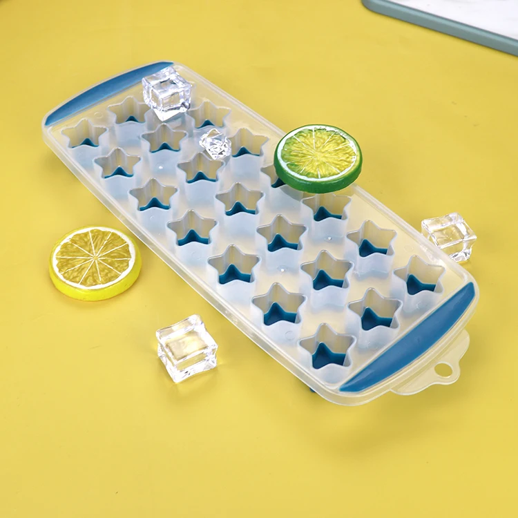 Multi-purpose Non Stick Food Grade Ice Cube Mold Reusable 21 Cavities Star Shaped Plastic Ice Cube Tray for Coffee Whiskey