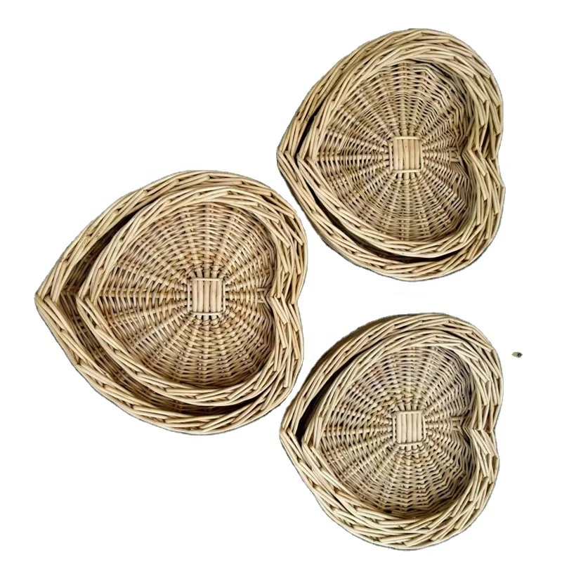 Heart shaped candy tray Wicker candy plates willow dried fruit tray