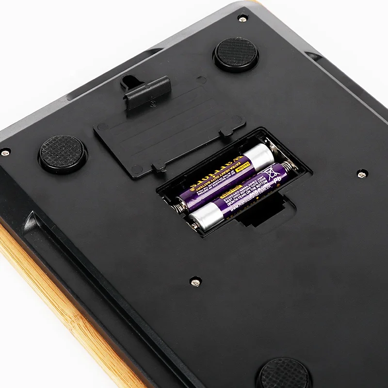 Portable Round Bamboo and Wood Kitchen Baking Scale Home LED Display Digital Food Scale