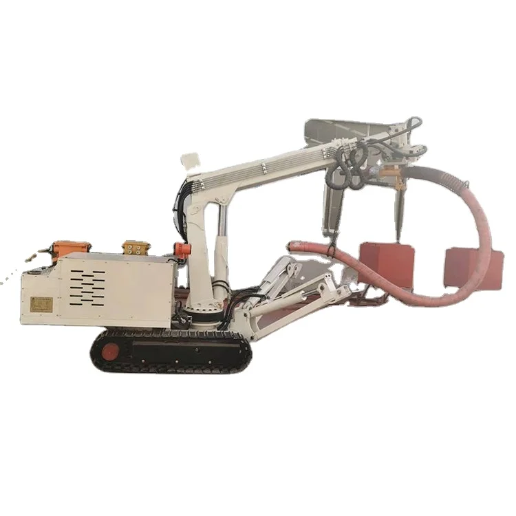 Walking concrete spraying robot with steel crawlers for stable walking