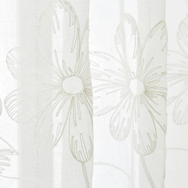 new French style wedding white curtains 100% polyester flower curtain embroidery jacquard curtain for the living room