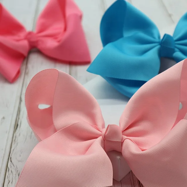 8 inch Big Hair Solids Bow Boutique Large Hair Bows,Colorful Grosgrain Ribbon Hair Clips Bows for Girls