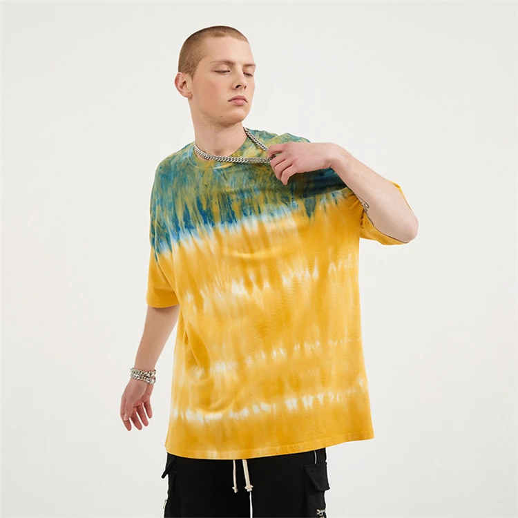 Unisex Customized Summer Tie-Dye Printed T-Shirt High Quality 180 Grams Cotton Knit Casual O-Neck Large Size Short Sleeves Men