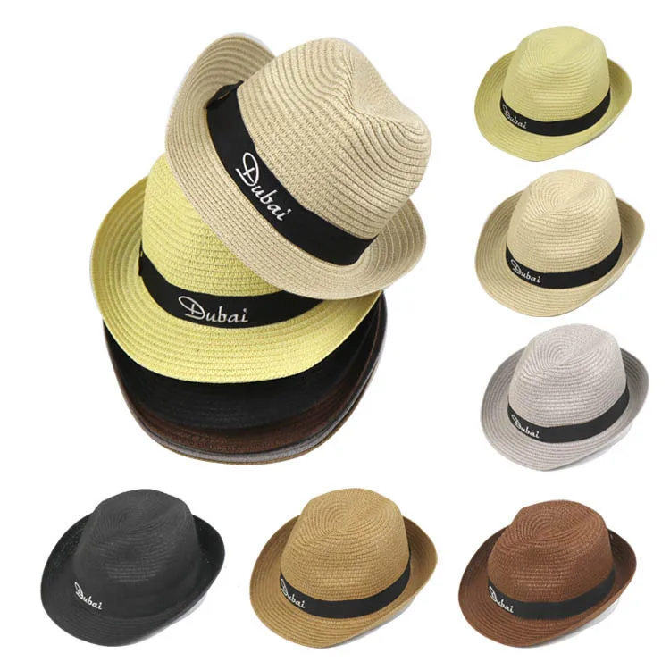 Summer Gentleman Jazz Short Brim Trilby straw Hat Breathable Sunshade Panama hats Women Men unisex Straw Fedora Hat