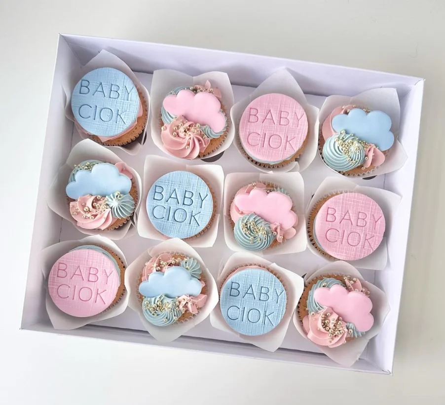 XJH 12 Cavities Twelve Hole Cupcake Box 12 Holes Cupcake Boxes and Packaging White Card Paper Dessert Box for Party Wedding