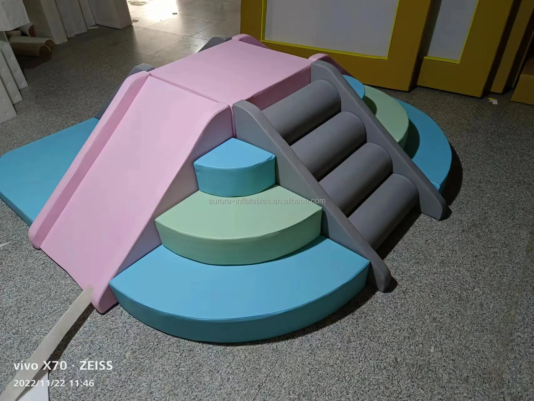 New Style Pastel Kids Soft Play Equipment Indoor Playground rainbow Soft Play Set Safe Soft Slide Climber with slide and steps