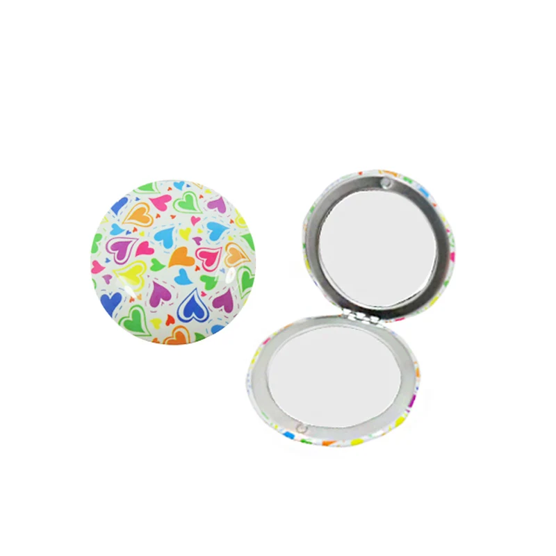 Алюминиевое складное косметическое карманное зеркало для макияжа с рисунком клиента, двухстороннее зеркало с односторонним увеличением