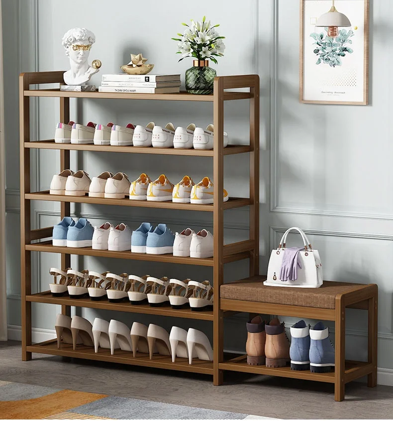 VIC All bamboo simple shoe rack home doorway storage rack new multi-layer storage door small shoe cabinet