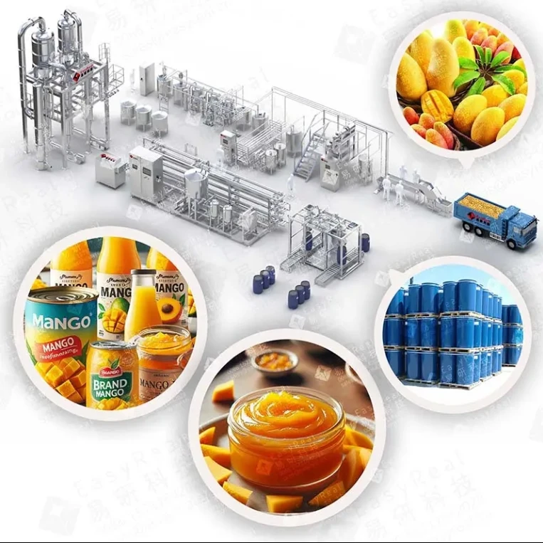 Mango juice processing line with advanced automation offering high-capacity extraction and packaging solutions